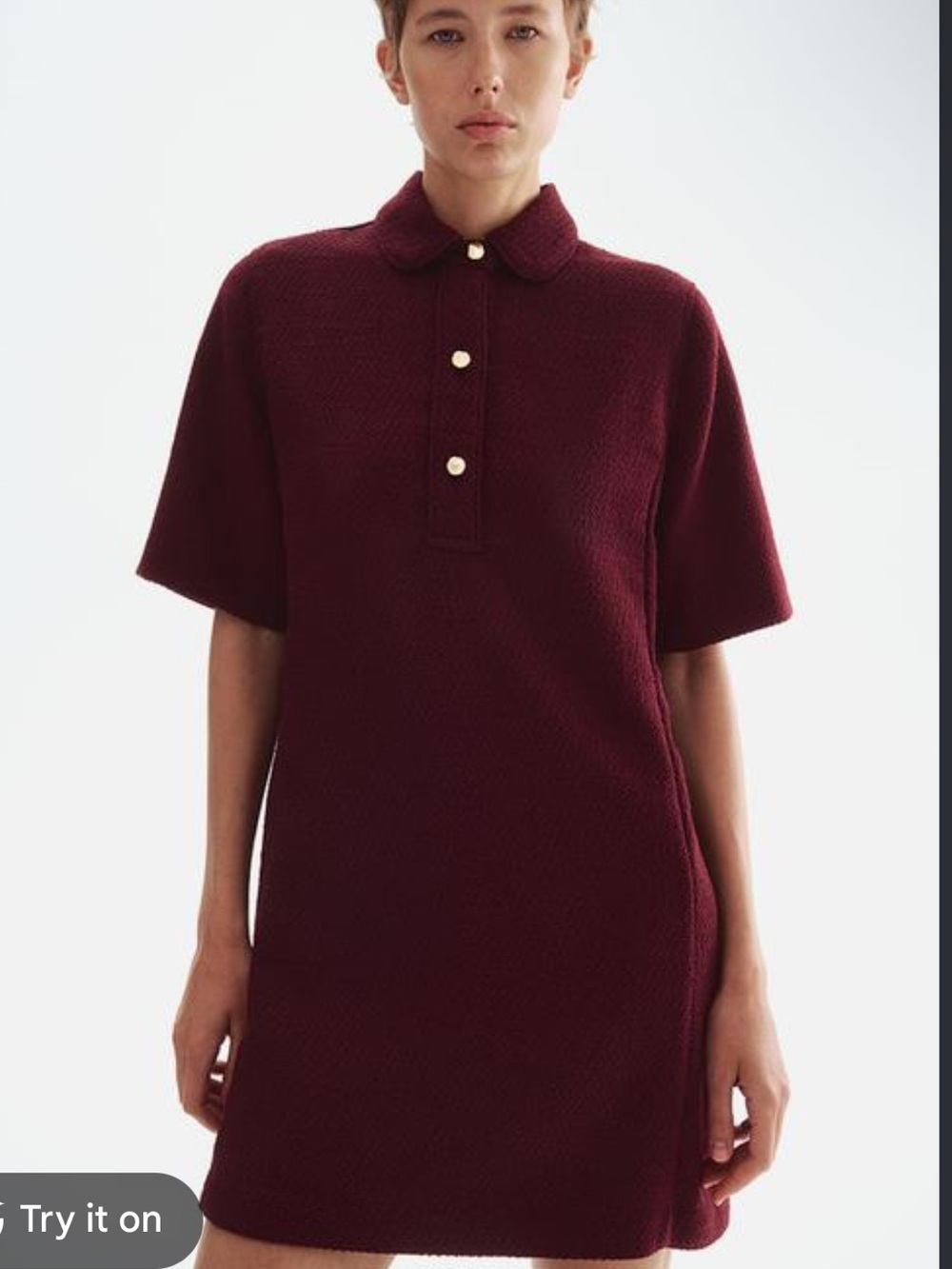 H&M BOUCLÉ DRESS WITH COLLAR Gold Detail NWT XXL